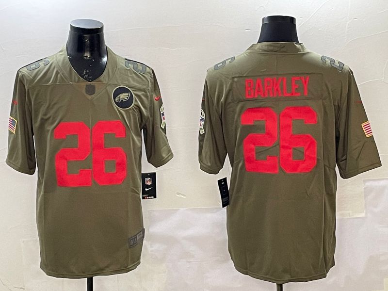 Men Philadelphia Eagles #26 Barkley Green 2025 Nike Salute to Service Limited NFL Jersey style 1->philadelphia eagles->NFL Jersey